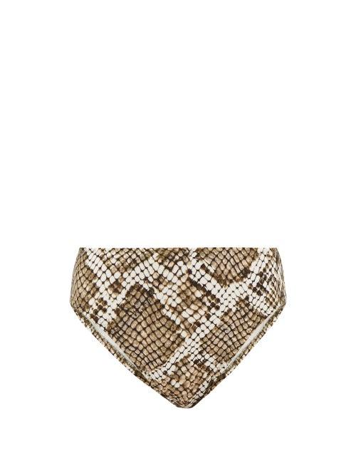 Matchesfashion.com Norma Kamali - Python Print High Rise Bikini Briefs - Womens - Grey Print