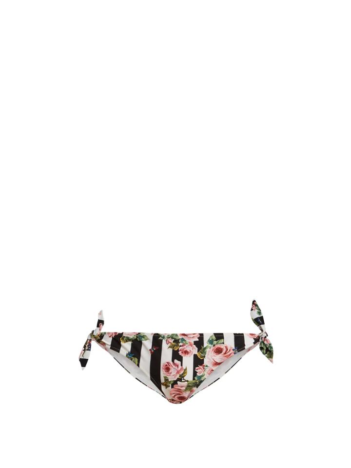 Dolce & Gabbana Rose-print Side-tie Bikini Briefs