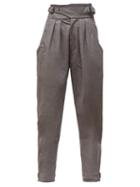 Matchesfashion.com Isabel Marant - Yurnea Pleated Tapered Trousers - Womens - Dark Grey