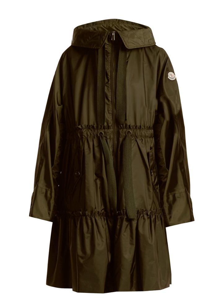 Moncler Turquoise Tiered Shell Hooded Parka
