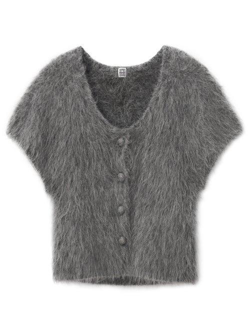 Matchesfashion.com Totme - Cropped-sleeve Knit Cardigan - Womens - Grey