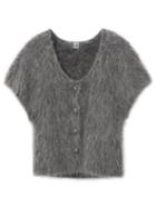 Matchesfashion.com Totme - Cropped-sleeve Knit Cardigan - Womens - Grey