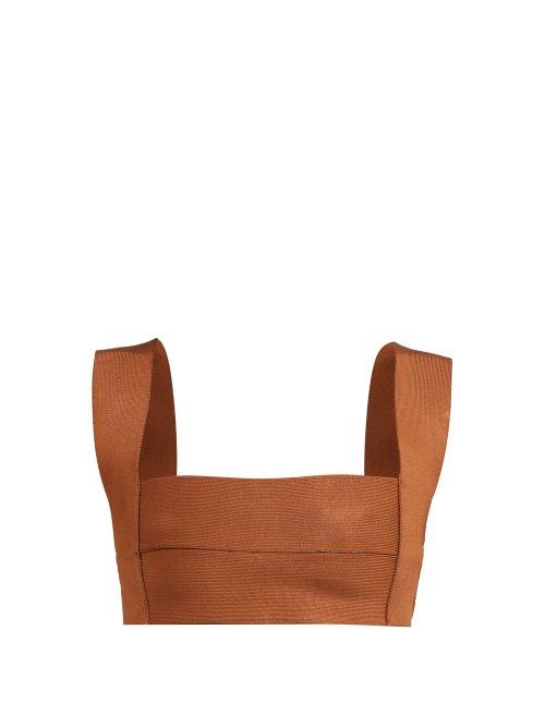 Matchesfashion.com Haight - Amanda Stretch Knit Bandage Bikini Top - Womens - Camel