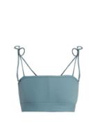 Matchesfashion.com Made By Dawn - Arrow Ribbed Bandeau Bikini Top - Womens - Light Blue
