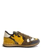 Valentino Rockrunner Camoflage Suede And Leather Trainers