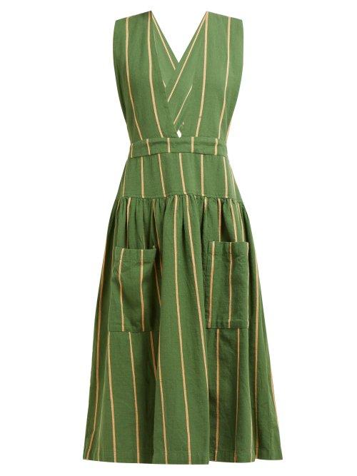 Matchesfashion.com Ace & Jig - Ellen Open Back Striped Cotton Dress - Womens - Green