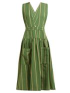 Matchesfashion.com Ace & Jig - Ellen Open Back Striped Cotton Dress - Womens - Green