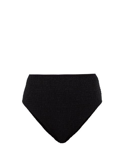 Totme - Smocked High-rise Bikini Briefs - Womens - Black