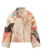 Matchesfashion.com By Walid - Cassie Floral-embroidered Patchwork Silk Jacket - Womens - Pink Multi