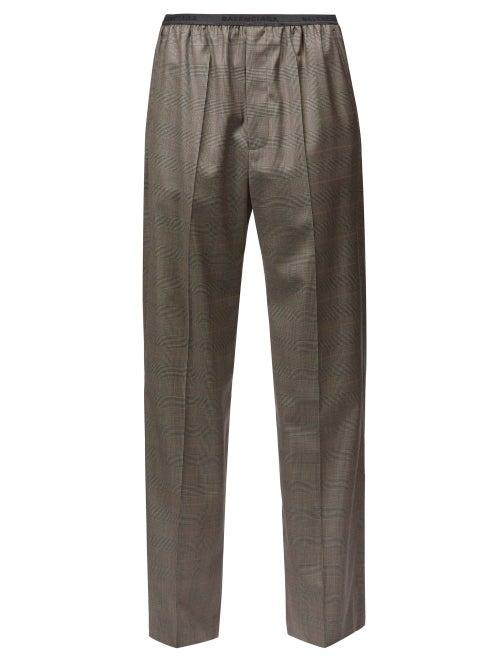 Balenciaga - Logo-jacquard Prince Of Wales-check Trousers - Mens - Dark Beige