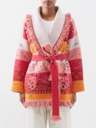 Alanui - Striped Bandana-jacquard Cashmere Cardigan - Womens - Pink Multi