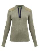 Matchesfashion.com La Fetiche - Agnes Patch-appliqud Ribbed-wool Sweater - Womens - Khaki