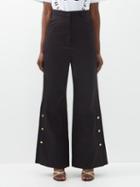 Az Factory - X Thebe Magugu Cropped Cotton Flared Trousers - Womens - Black
