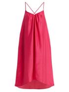 Matchesfashion.com Loup Charmant - Cross Back Silk Satin Slip Dress - Womens - Dark Pink