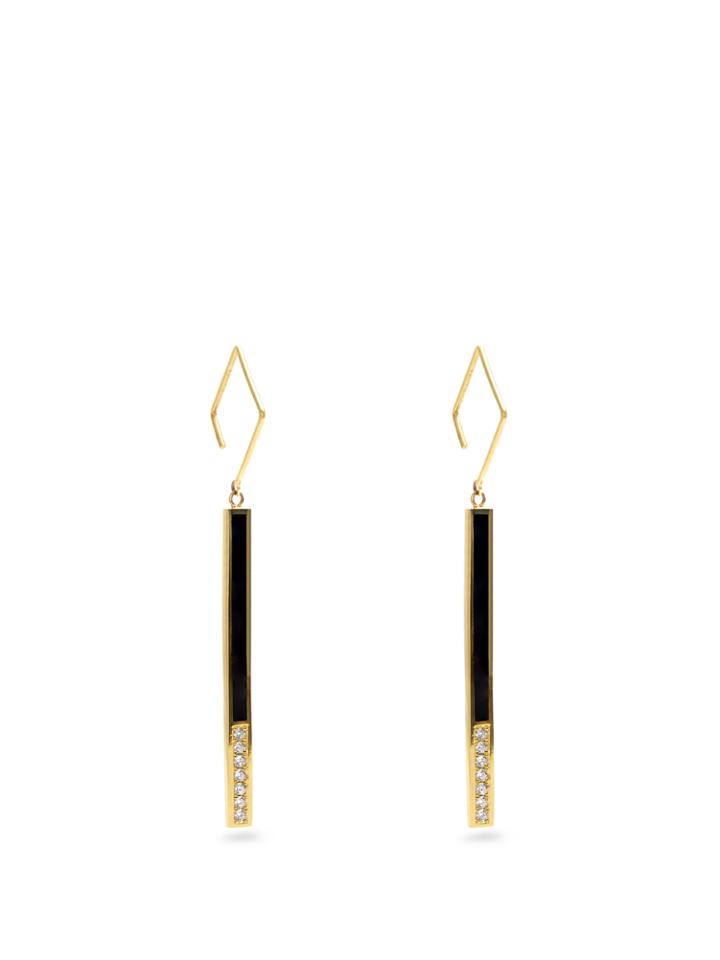 Azlee Eclipse Diamond, Enamel & Yellow-gold Earrings