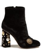 Dolce & Gabbana Embellished-heel Velvet Ankle Boots