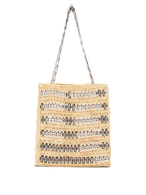 Matchesfashion.com Paco Rabanne - 1969 Raffia And Chainmail Shoulder Bag - Womens - Silver Multi