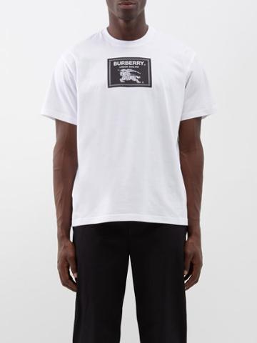 Burberry - Knight Label Cotton-jersey T-shirt - Mens - White Black