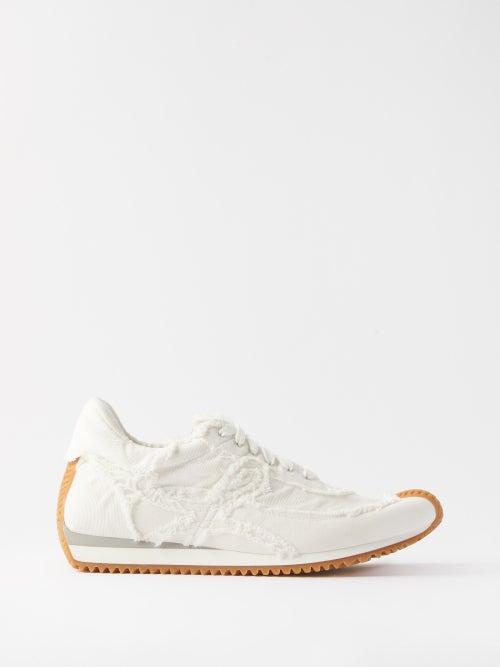 Loewe - Flow Distressed-denim Trainers - Mens - White