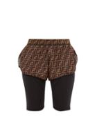 Matchesfashion.com Fendi - Ff Print Shell And Technical Jersey Shorts - Womens - Black