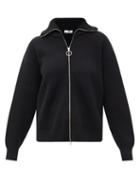 Ladies Activewear Paco Rabanne - Zipped Ribbed-wool Cardigan - Womens - Black