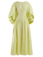 Matchesfashion.com Roksanda - Liere Asymmetric Cotton Poplin Maxi Dress - Womens - Yellow