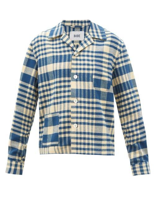 Bode - Putnam Checked Cotton-flannel Shirt - Womens - Blue Multi