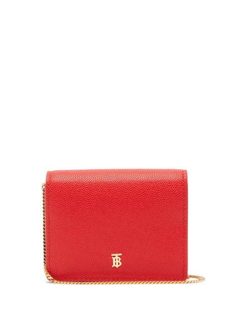 Matchesfashion.com Burberry - Jade Chain Strap Pebbled Leather Wallet - Womens - Red