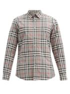 Matchesfashion.com Burberry - Caxton Checked Cotton-poplin Shirt - Mens - Grey