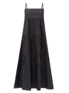 Matchesfashion.com Matteau - The Tiered Organic-cotton Midi Dress - Womens - Black