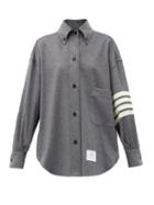 Matchesfashion.com Thom Browne - Oversized Four-bar Stripe Cashmere-flannel Shirt - Womens - Grey