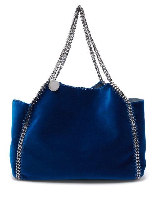 Matchesfashion.com Stella Mccartney - Falabella Small Reversible Velvet Tote - Womens - Dark Blue