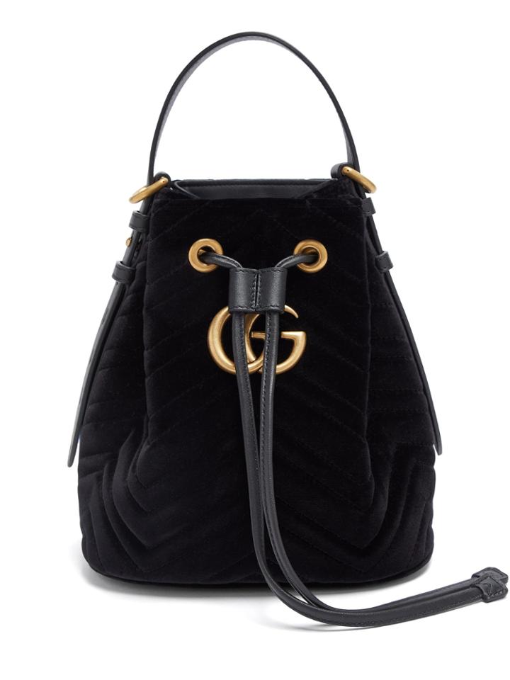 Gucci Gg Marmont Mini Velvet Bucket Bag