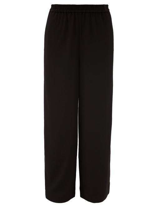 Matchesfashion.com Co - Elastic-waist Crepe Wide-leg Trousers - Womens - Black