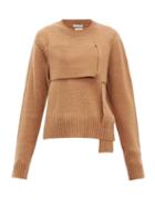 Matchesfashion.com Bottega Veneta - Woven Panel Wool Sweater - Womens - Camel