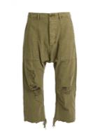 R13 Distressed Dropped-crotch Cotton Trousers