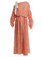 By. Bonnie Young Rose-print Tied-neck Silk-chiffon Dress