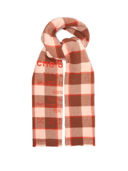 Matchesfashion.com Acne Studios - Care Label Print Wool Scarf - Womens - Pink