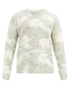 Matchesfashion.com Casablanca - Swan-print Merino Wool-blend Sweater - Mens - Grey