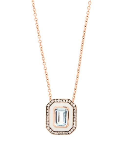 Matchesfashion.com Selim Mouzannar - Mina Diamond, Aquamarine & 18kt Rose-gold Necklace - Womens - Blue