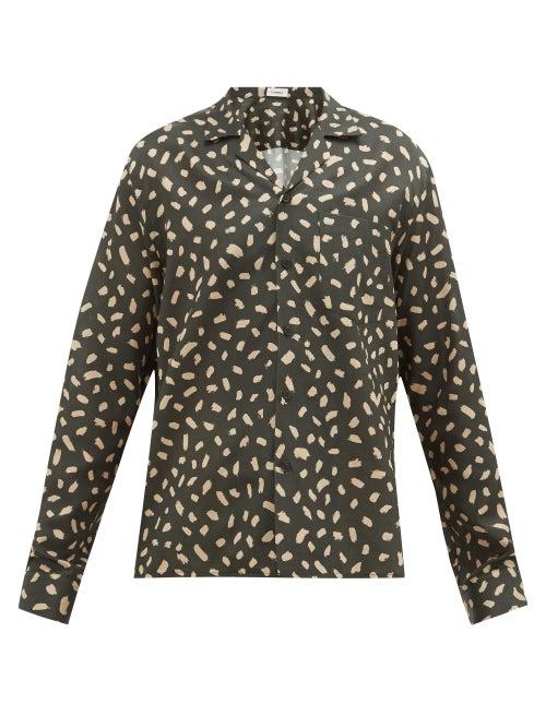 Matchesfashion.com Commas - Paint Splodge-print Silk-blend Shirt - Mens - Green Multi