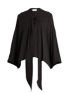 Balenciaga Blouson-sleeved Silk-crepe Blouse