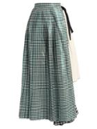 Matchesfashion.com Toga - Gingham Pleated Cotton-blend Skirt - Womens - Green White