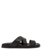 Matchesfashion.com Casablanca 1942 - Yako Raffia And Leather Cross Strap Sandals - Mens - Black
