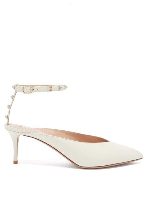 Matchesfashion.com Valentino - Rockstud Hype Leather Pumps - Womens - Cream