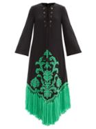 Matchesfashion.com Gucci - Tasselled Terry-appliqu Wool Dress - Womens - Black Multi
