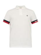 Matchesfashion.com Moncler - Jacquard Logo Cuff Cotton Piqu Polo Shirt - Mens - White