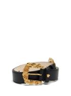 Matchesfashion.com Versace - Laurel-wreath Buckle Leather Waist Belt - Womens - Black Gold