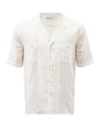 Matchesfashion.com Saint Laurent - Shawl-collar Pinstriped Poplin Shirt - Mens - White