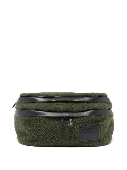 Altu - Logo Patch Shearling Belt Bag - Womens - Dark Green